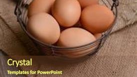  Presentation with wicker - Theme featuring eggs in wicker basket on table close-up background and a tawny brown colored foreground