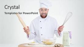  Presentation with cook chef - Audience pleasing PPT theme consisting of eggs industry - portrait of a cheerful male backdrop and a white colored foreground