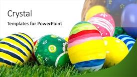  Presentation with pistachio texture nuts green fresh - Beautiful slide deck featuring eggs on fresh green grass backdrop and a white colored foreground