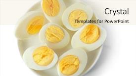  Presentation with nutrition disease - Audience pleasing theme consisting of eggs on white background nutrition backdrop and a blonde colored foreground