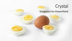  Presentation with background - Colorful slide deck enhanced with eggs on white background nutrition backdrop and a  colored foreground