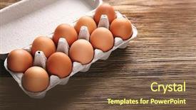  Presentation with eggs egg carton egg box - PPT layouts featuring eggs package on wooden background background and a tawny brown colored foreground