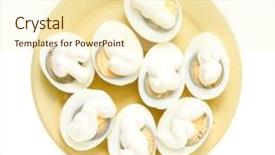  Presentation with mayonnaise - Slides with eggs under mayonnaise on a yellow plate background and a cream colored foreground
