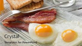  Presentation with bacon - Slide deck consisting of eggs with bacon for breakfast background and a coral colored foreground