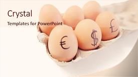  Presentation with eggs egg carton egg box - Colorful slide deck enhanced with eggs with currency symbols backdrop and a  colored foreground