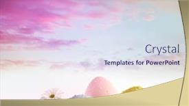  Presentation with sky rainbow - Amazing PPT layouts having eggs-with-daisies-in-grass backdrop and a sky blue colored foreground