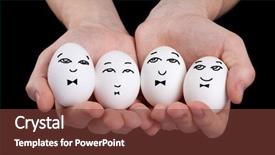  Presentation with black hand - PPT theme having eggs with funny face smiley background and a tawny brown colored foreground