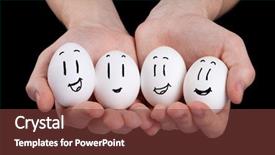  Presentation with black hand - Theme consisting of eggs with funny face smiley background and a tawny brown colored foreground