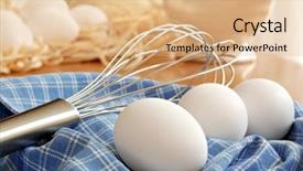  Presentation with naturally - Slides enhanced with eggs with whisk on kitchen background and a coral colored foreground