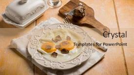  Presentation with eggs egg carton egg box - Audience pleasing theme consisting of eggs with white truffle backdrop and a  colored foreground