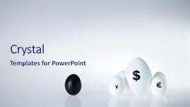  Presentation with white and black figures climbing ladders - Amazing PPT theme having eggs with yen and euro backdrop and a  colored foreground