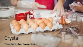  Presentation with food - PPT layouts enhanced with eggshell - cropped image of woman preparing background and a coral colored foreground