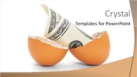  Presentation with broken egg - PPT theme featuring eggshell-with-100-dollar-bank background and a  colored foreground