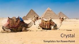  Presentation with cairo - Presentation design consisting of gizi - pyramids with a beautiful sky background and a lemonade colored foreground