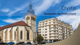  Presentation with gothic architecture - PPT theme with eglise-saint-maurice-saint-maurice background and a teal colored foreground