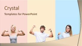  Presentation with people collage - Presentation enhanced with ego person - collage of group of young background and a  colored foreground