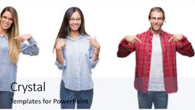  Presentation with people collage - Presentation design with ego person - collage of young people background and a light blue colored foreground