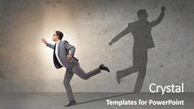  Presentation with shadow - PPT theme featuring ego psychology - businessman and his shadow background and a gray colored foreground