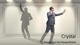  Presentation with shadow - PPT layouts featuring ego psychology - businessman and his shadow background and a light gray colored foreground