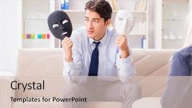  Presentation with psychiatrist - PPT layouts with ego psychology - young man visiting psychiatrist doctor background and a lemonade colored foreground