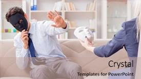  Presentation with psychiatrist - Slide deck consisting of ego psychology - young man visiting psychiatrist doctor background and a coral colored foreground