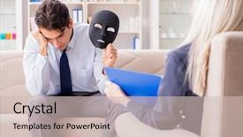  Presentation with psychiatrist - Amazing presentation having ego psychology - young man visiting psychiatrist doctor backdrop and a soft green colored foreground