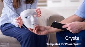  Presentation with psychology - Presentation theme consisting of ego psychology - young woman visiting male psychologist background and a navy blue colored foreground