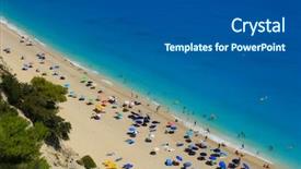  Presentation with turquoise beach - PPT theme featuring egremni beach lefkada island greece large and long beach with turquoise water on the island background and a dark gray colored foreground