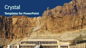  Presentation with mortuary - PPT layouts having ancient egyptian stone texture background - egypt luxor deir el-bahari background and a ocean colored foreground