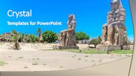  Presentation with egypt - Presentation theme enhanced with egypt luxor the colossi of memnon - two massive stone statues of pharaoh amenhotep iii background and a gray colored foreground