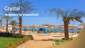  Presentation with egypt - Amazing presentation design having egyptian - parasols on the beach backdrop and a teal colored foreground