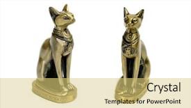  Presentation with egyptian - Cool new slide deck with egyptian cat statue toy souvenir backdrop and a yellow colored foreground