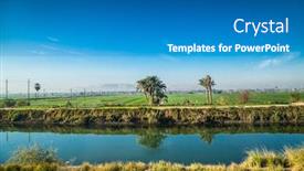  Presentation with canal irrigation - Presentation theme consisting of egyptian-countryside-near-the-nile background and a teal colored foreground