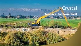  Presentation with canal irrigation - Presentation theme with egyptian-countryside-near-the-nile background and a teal colored foreground