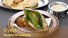  Presentation with pita bread on plate - Amazing theme having egyptian-falafel-served backdrop and a tawny brown colored foreground
