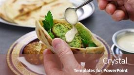  Presentation with served - PPT layouts enhanced with egyptian-falafel-served background and a red colored foreground