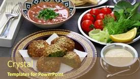  Presentation with egyptian - Slide set consisting of egyptian-food-taameya-aish-tahini background and a tawny brown colored foreground