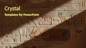  Presentation with egyptian - Theme featuring egyptian hieroglyphs in the temple of hapshepsut near luxor thebes background and a tawny brown colored foreground