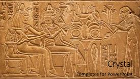  Presentation with egyptian - PPT theme enhanced with egyptian hieroglyphs on the wall background and a gold colored foreground