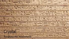  Presentation with egyptian - Audience pleasing slides consisting of egyptian hieroglyphs on the wall backdrop and a coral colored foreground