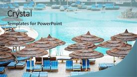  Presentation with egyptian restaurant - Slides with egyptian hotel resort background background and a  colored foreground