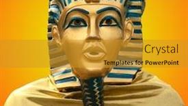  Presentation with egyptian - Presentation theme having egyptian mask background and a gold colored foreground