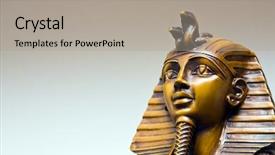  Presentation with egypt - Presentation theme having wooden carved mask - egypt concept image background and a light gray colored foreground