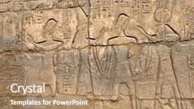  Presentation with karnak - Slides having egyptian queen - ancient hieroglyphs on wall temple background and a coral colored foreground