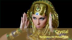  Presentation with costume - Colorful slide deck enhanced with egyptian queen - girl-dancer in costume backdrop and a tawny brown colored foreground