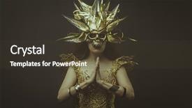  Presentation with deity - Audience pleasing presentation design consisting of egyptian queen - golden power brunette goddess dressed backdrop and a tawny brown colored foreground