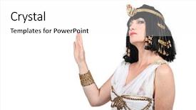  Presentation with super woman women power - Presentation theme with egyptian queen - woman dressed as cleopatra background and a white colored foreground
