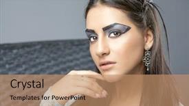  Presentation with egyptian man in make up - PPT theme having egyptian queen cleopatra - make up background and a  colored foreground