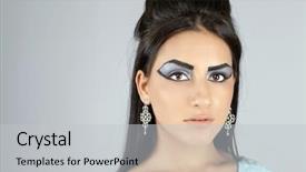  Presentation with queen - Presentation theme enhanced with egyptian queen cleopatra - make up background and a  colored foreground