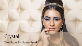  Presentation with queen - Slides having egyptian queen cleopatra - make up background and a  colored foreground